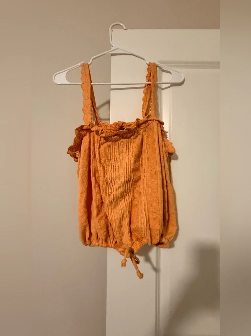 Free People Orange Ruffled Tie-Hem Cami